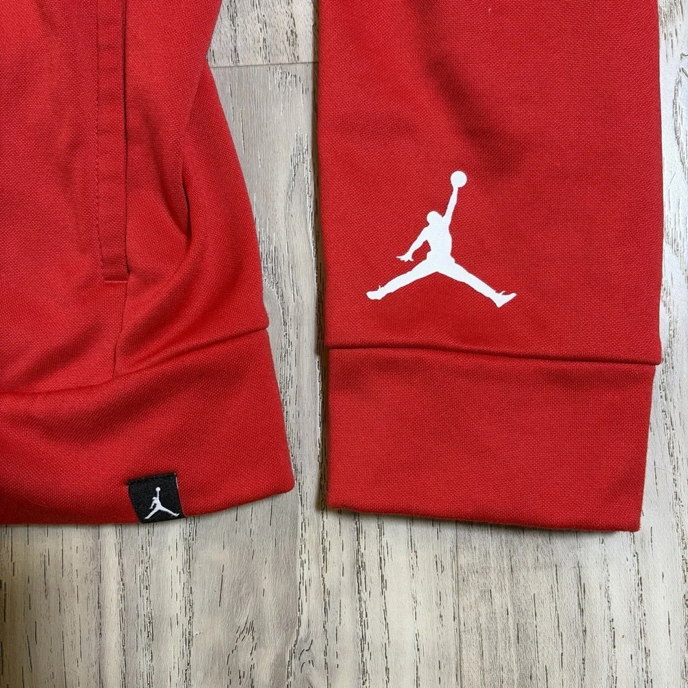Nike‎ Jordan Dri-FIT Air Fleece Size L Pullover Hoodie Gym Red Jump man Pockets